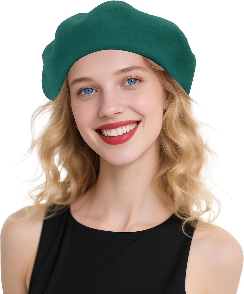 CKYPTFK Beret Hats for Women Holiday Wool French Style-Black/Red Church Hat-Clueless Outfit & Men's Beret - Image 1